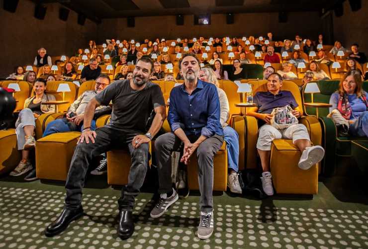 Edoardo Leo e il regista Alessandro Aronadio al cinema Moretto